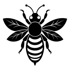 Honey Bee vector clean black silhouette design white background