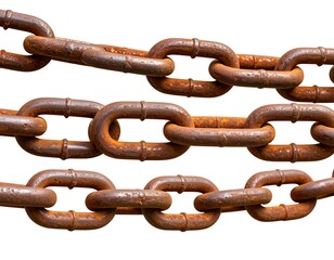 Fototapeta premium Old rusty metal chain, isolated on a white background for industrial applications