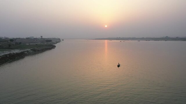 A boat in the river Ganga, Patna, Bihar, India