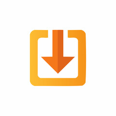 Orange arrow pointing down inside a rounded square frame icon
