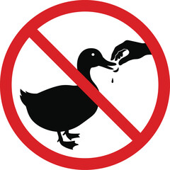 No Feeding Ducks Warning Sign, Do Not Feed Ducks Symbol, Wildlife Protection Notice, Park Safety Icon, Duck Feeding Prohibited Poster