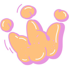 Cute cartoon illustration of two puffy pink heart-shaped clouds or bubbles. A sweet and romantic symbol of love and affection on an isolated white background.