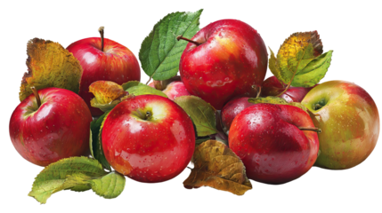 Harvest Time with Ripe Apples and Autumn Theme on Transparent Background

