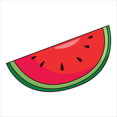 Bright red slice of watermelon with seeds