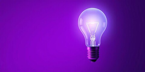 Purple background, glowing lightbulb, innovative design, creative idea vector illustration,  bright,  shine