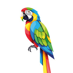 Fototapeta premium Striking tropical parrot against white, showcasing vibrant plumage and intricate details. Tropical parrot illustration invites viewers to appreciate nature's artistry and colorful displays,