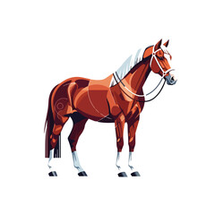 Chestnut horse illustration. Elegant chestnut horse standing in profile, wearing a bridle.  This equestrian image is perfect for equine-themed branding, posters, and website design.