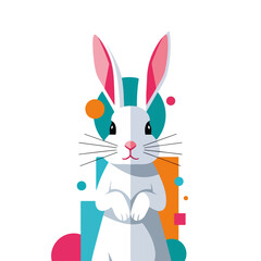 Fototapeta premium Cute cartoon of a friendly animal, depicted in a flat design style. This cute cartoon features a friendly animal illustration with adorable features in a flat style.