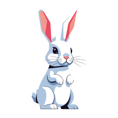 Obraz premium Adorable rabbit illustration of cute animal designed as friendly image for children, showcasing peaceful expression. Cute animal artwork offers calm,