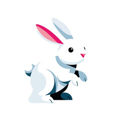 Obraz premium Cute cartoon bunny illustration of a domestic animal, an adorable rabbit design element for children's books and easter projects.