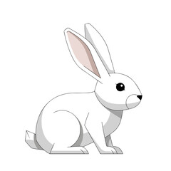 Obraz premium Adorable cartoon animal illustration featuring a rabbit, inviting charm. This rabbit artwork displays a cute animal in its natural habitat, standing peacefully with ears alert,