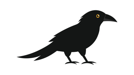 Crow bird in smart silhouette perfect for mystery wildlife and forest creature concepts Vector illustration.