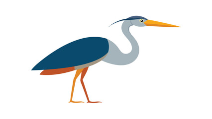 Graceful heron bird in standing position with long neck ideal for wetland wildlife designs Vector illustration.