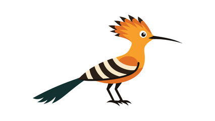 Hoopoe bird with iconic crown feathers perfect for exotic bird themes and natural habitat art Vector illustration.