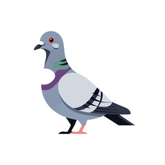 Fototapeta premium Cartoon pigeon stands gracefully in this adorable animal drawing, showcasing its unique features. This animal drawing emphasizes pigeon's distinct characteristics and posture in a simple illustration,