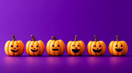 さまざまな表情のジャックオランタンが並んだハロウィン背景