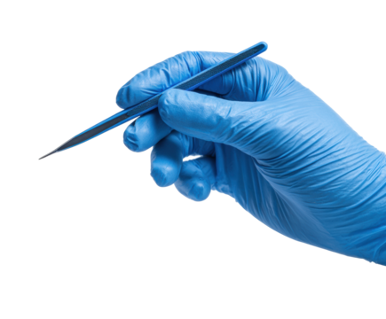 Precision surgery tool held by a gloved hand in a clinical setting - Powered by Adobe