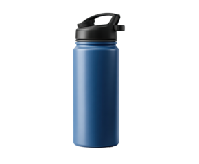 Stylish metallic water bottle in blue color for outdoor activities