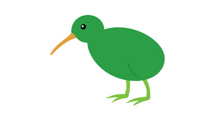 Kiwi bird with round body and long beak perfect for nocturnal species and New Zealand wildlife Vector illustration.