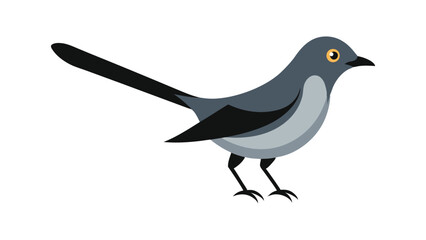 Mockingbird perched in singing stance ideal for musical bird themes and woodland wildlife Vector illustration.