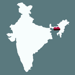 Fototapeta premium Meghalaya highlighted 3D map on india map vector illustration 
