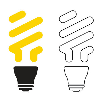 Light Bulb Icon with Spiral Design, Energy Saving vector illustration, outline filled concept