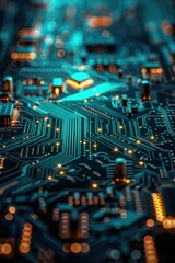 Obraz premium Abstract Close-up of Colorful Circuit Board with Futuristic Design