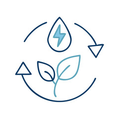 Eco-friendly energy symbol with water droplet and leaves design  