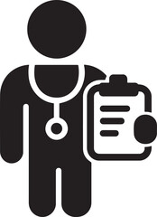 Silhouette vector of a doctor holding a clipboard. Perfect for medical, healthcare, patient care, and clinical designs.