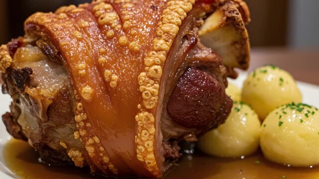 Schweinshaxe mit Kn&ouml;del und Rotkraut, Bayrisches Volksfest,  


