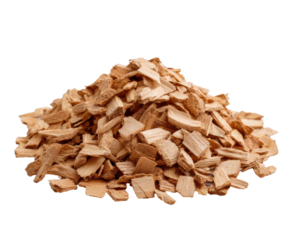 Wood chips piled up in a natural setting for various uses