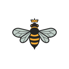 Regal Honeybee Illustration: Crowned Insect Design