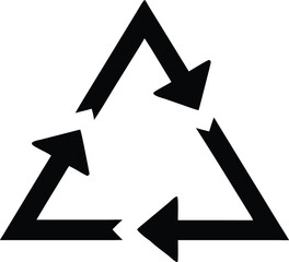 a black and white recycling symbol, consisting of three arrows forming a triangle