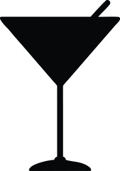 a martini glass lines silhouette