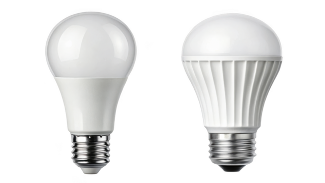 energy efficient led light bulbs are displayed on a transparent