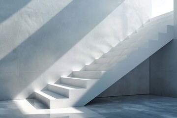 Obraz premium Modern Minimalist Staircase with Natural Light and Shadows