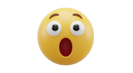 Fototapeta premium Surprised yellow emoji face isolated on transparent background