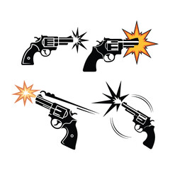 Two Crossed Handguns Silhouette Vector Graphic

