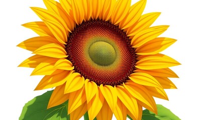 Anime-style sunflower, vibrant yellow petals, white background,  petal,  painting