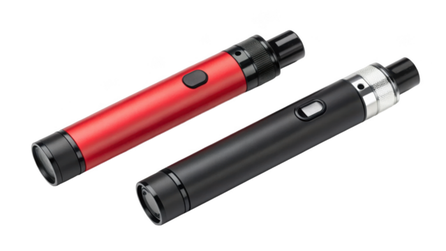 red Electronic cigarette and black Electronic cigarette isolated on transparent