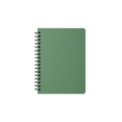 Isolated sage colored spiral notebook, offering a minimalist design on a clean field enhancing a