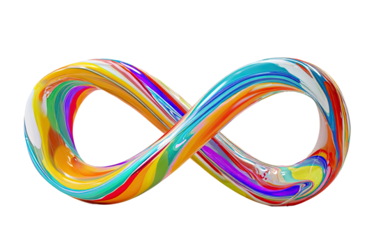 Vibrant infinity symbol, swirling colorful liquid, abstract design - Powered by Adobe