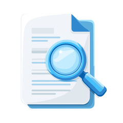 Exploring document details with a magnifying glass and blue background for clarity and focus