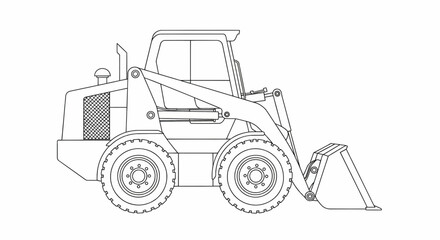 Naklejka premium Skid Loader Vector Icon Silhouette Clean Black & White