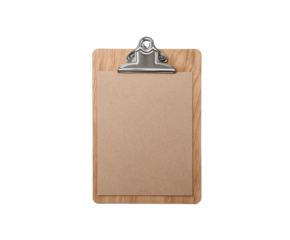 Blank clipboard with brown paper for notes and projects