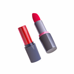 Two open lipsticks one red and one pink displayed on a white background