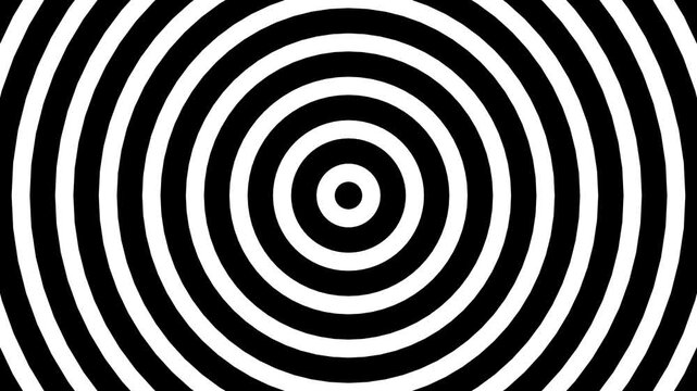 Endless spiral animation, hypnosis visualization circle looping background black and white. Seamless loop 4K high quality