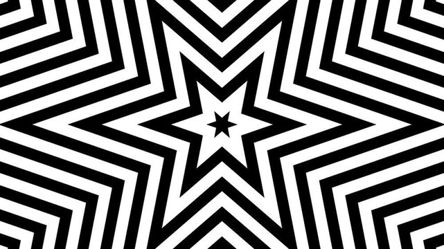 hypnosis animation hexagram six point star black and white seamless loop