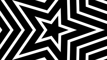 Star hypnotic seamless looping animation with black and white color