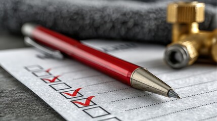 Plumbing Checklist, Inspection, Repair - Red Pen, Valves
